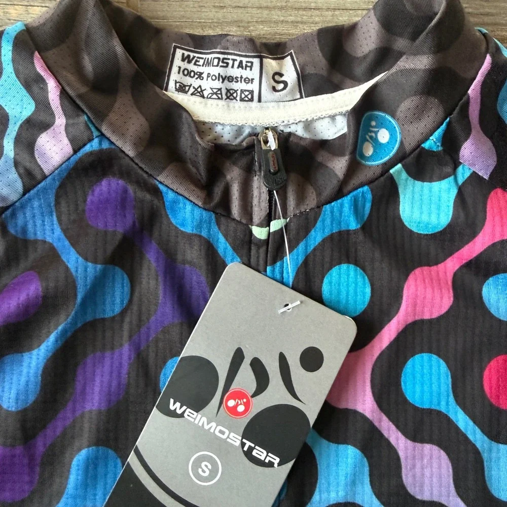 NWT WEIMOSTSR Cycling Jersey Short Sleeve Colorful Geometric Print Size S - Picture 4 of 5